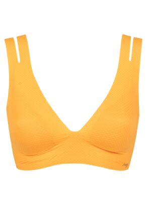 Ladies 1 Pack Sloggi Zero Feel Flow Bralette Burnt Apricot Large