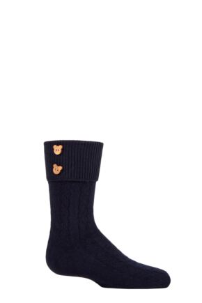 Boys and Girls 1 Pair Falke Cable Button Recycled Materials Socks Dark Navy 6-8.5 Kids (1-3 Years)