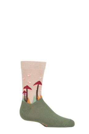 Boys and Girls 1 Pair Falke Glow in the Dark Mushrooms Organic Cotton Socks