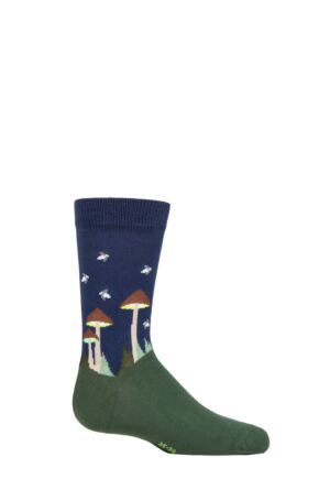 Boys and Girls 1 Pair Falke Glow in the Dark Mushrooms Organic Cotton Socks Royal Blue 6-8.5 Kids (1-3 Years)