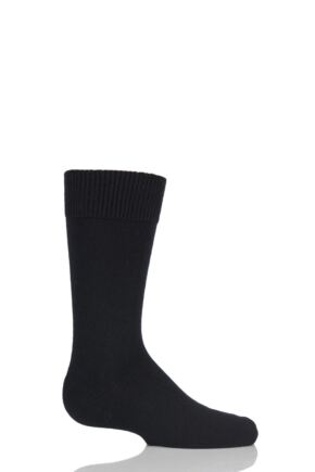Boys and Girls 1 Pair Falke Comfort Wool Plain Socks Black 27-30