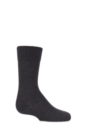 Boys and Girls 1 Pair Falke Comfort Wool Plain Socks Anthracite Melange 27-30