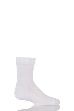 Boys and Girls 1 Pair Falke Back to School Plain Cotton Socks White 23-26