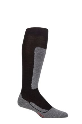 Boys and Girls 1 Pair Falke Active Ski Knee High Wool Blend Socks Black 9-11.5 Kids (4-6 Years)