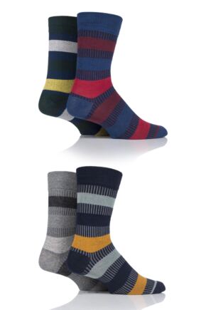 Mens 4 Pair Jack & Jones Mixed Striped Socks