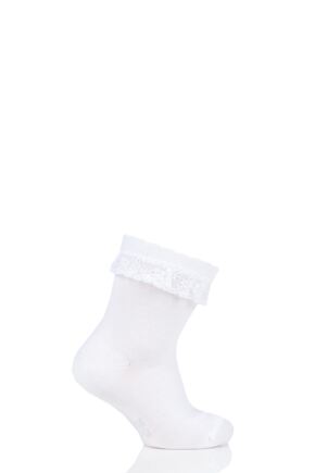 Girls 1 Pair Falke Romantic Lace Trim Anklet Socks White 23-26