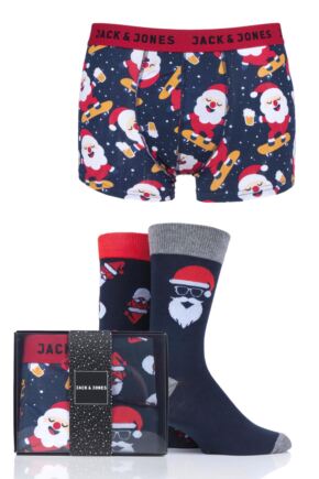 Mens Jack & Jones 2 Pair Socks and 1 Pack Boxers Christmas Gift Box