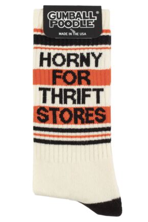 Gumball Poodle 1 Pair Horny for Thrift Stores Cotton Socks Multi One Size