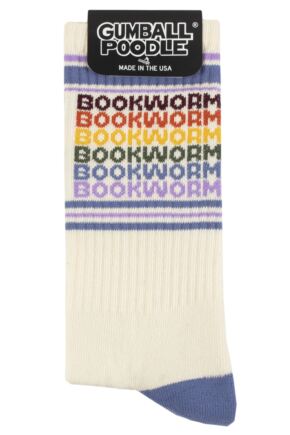 Gumball Poodle 1 Pair Bookworm - Vintage Rainbow repeat Cotton Socks Multi One Size