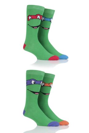 SOCKSHOP Teenage Mutant Ninja Turtles Cotton Socks Green 11-13 Mens