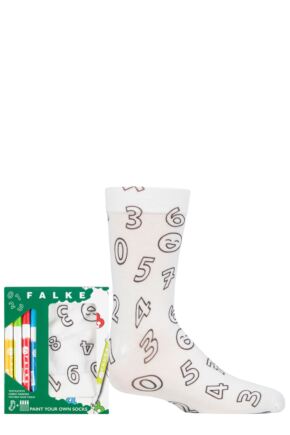 Boys and Girls 1 Pair Falke Colour your own Socks Gift set White 3-5 Teens (12-13 Years)