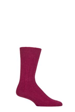 Mens 1 Pair Falke Lhasa Rib Cashmere Blend Casual Socks Red Plum 8.5-11