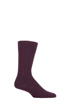 Mens 1 Pair Falke Lhasa Rib Cashmere Blend Casual Socks Plum Purple 5.5-8 Mens