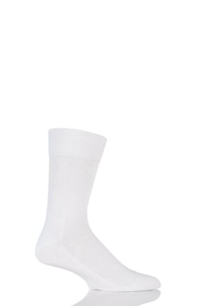 Mens 1 Pair Falke Sensitive London Cotton Left and Right Socks With Comfort Cuff White 43-46