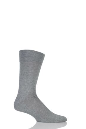 Mens 1 Pair Falke Sensitive London Cotton Left and Right Socks With Comfort Cuff Light Grey Melange 39-42