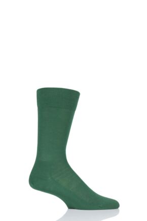 Mens 1 Pair Falke Sensitive London Cotton Left and Right Socks With Comfort Cuff Green 8.5-11 Mens