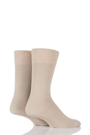 Mens 2 Pair Falke Swing Plain Cotton Socks Sand 43-46