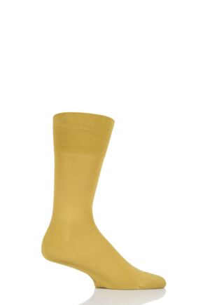 Mens 1 Pair Falke Tiago Classic Fil d'Ecosse Mercerised Cotton Socks Deep Yellow 45-46