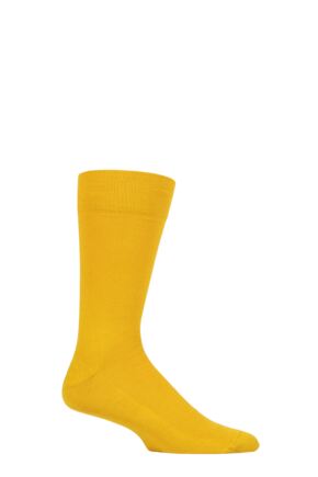 Mens 1 Pair Falke Sensitive London Cotton Left and Right Socks With Comfort Cuff Mustard 11.5-14 Mens