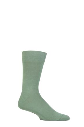 Mens 1 Pair Falke Sensitive London Cotton Left and Right Socks With Comfort Cuff Sage 5.5-8 Mens