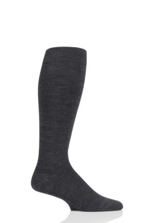 Mens 1 Pair Falke Merino Wool Energizing Knee High Socks Anthracite Melange 8.5-9.5 Mens