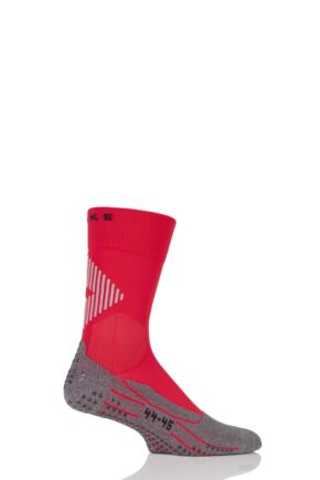 Mens 1 Pair Falke Low Compression 4 Grip Football and Sports Socks Red 42-43