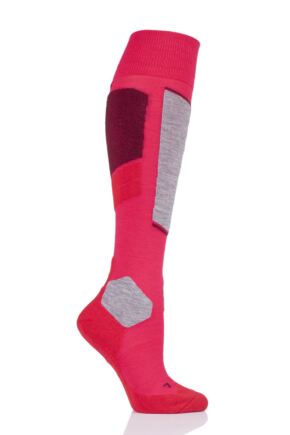 Ladies 1 Pair Falke SK4 Light Volume Wool Ski Socks Pink 37-38