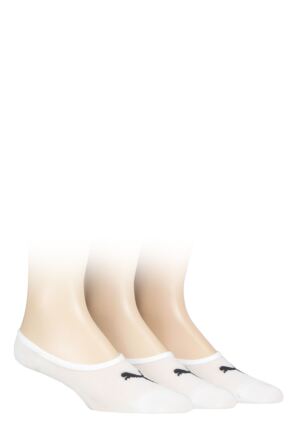 Mens and Ladies 3 Pair Puma Invisible Socks White 2.5-5 Unisex