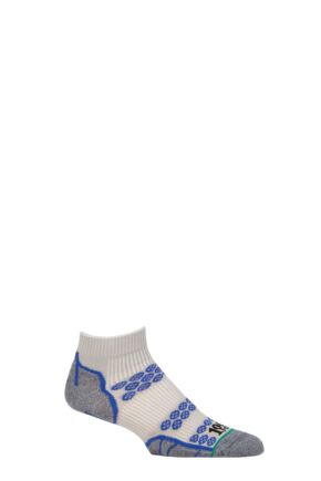 Mens and Ladies 1 Pair 1000 Mile Lite Anklet Double Layer Socks Silver Royal / Blue 12-14 Mens