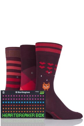  Burlington Heartbreaker Stripes and Argyle Cotton Socks in Gift Box