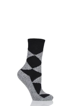 Ladies 1 Pair Burlington Fringes Fluffy Argyle Socks
