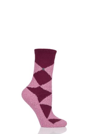 Ladies 1 Pair Burlington Fringes Fluffy Argyle Socks