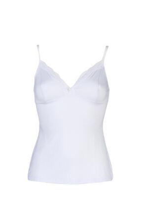 Ladies 1 Pair Kinky Knickers Simply Plain Cami Vest with Nottingham Lace Trim In White