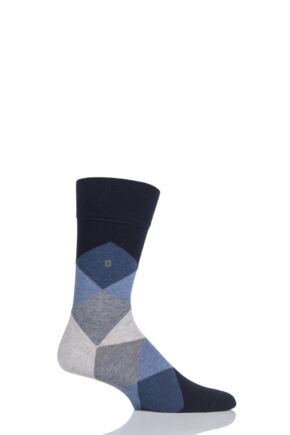 Mens 1 Pair Burlington Clyde Cotton All Over Blend Argyle Socks