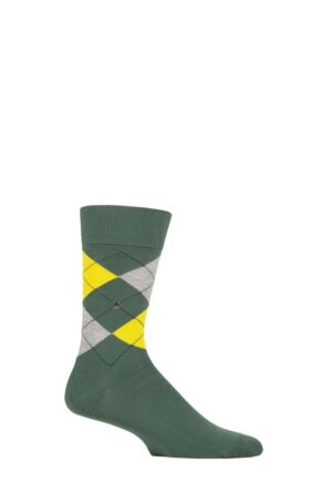 Mens 1 Pair Burlington King Argyle Cotton Socks Light Green 6.5-11 Mens