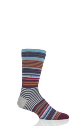 Mens 1 Pair Burlington Stripe Wool Socks