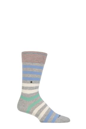 Mens 1 Pair Burlington Blackpool Multi Striped Cotton Socks Pastles 6.5-11 Mens