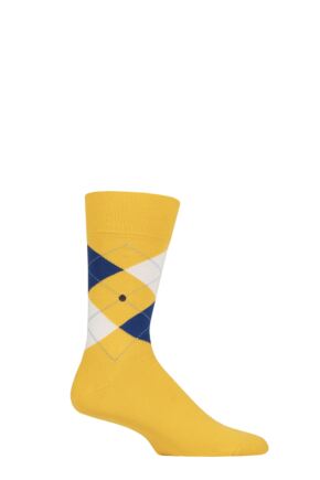 Mens 1 Pair Burlington King Argyle Cotton Socks Sun 6.5-11 Mens