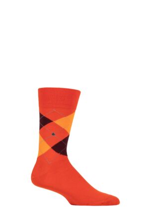 Mens 1 Pair Burlington King Argyle Cotton Socks Ziegel 6.5-11 Mens