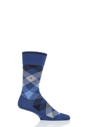 Mens 1 Pair Burlington Newcastle Virgin Wool Tartan Socks