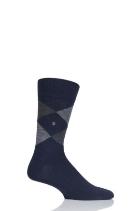 Mens 1 Pair Burlington Edinburgh Virgin Wool Argyle Socks