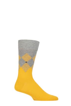 Mens 1 Pair Burlington Hampstead Cotton Argyle Socks Yellow 6.5-11 Mens