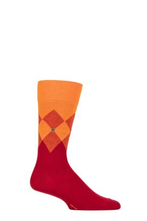Mens 1 Pair Burlington Hampstead Cotton Argyle Socks Red 6.5-11 Mens