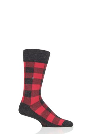 Mens 1 Pair Burlington Country Lumberjack Check Socks