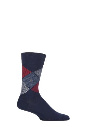 Mens 1 Pair Burlington Tie Rhomb Argyle Cotton Socks