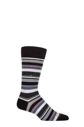 Mens 1 Pair Burlington Polo Stripe Cotton Socks