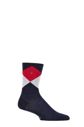 Mens 1 Pair Burlington Active Rhomb Cotton Sports Socks