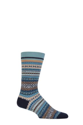 Mens 1 Pair Burlington All Over Fairisle Virgin Wool Socks