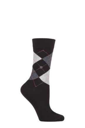 Ladies 1 Pair Burlington Queen Argyle Cotton Socks