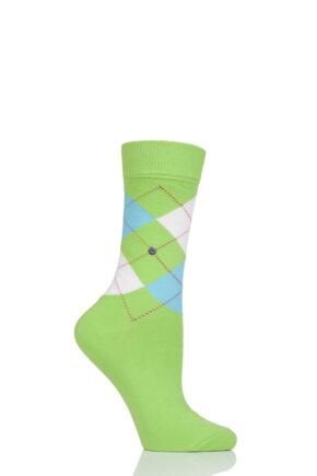 Ladies 1 Pair Burlington Queen Argyle Cotton Socks